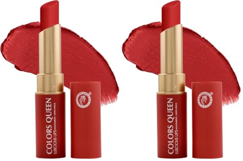 Image of Colors Queen Luscious Lips - Non Transfer Creamy Matte Lipstick | Highly Pigmented with Smooth Application | Long Lasting Lipstick Waterproof | Smudge Proof Lipstick for Women (11 - Chili Red - 3.5g)