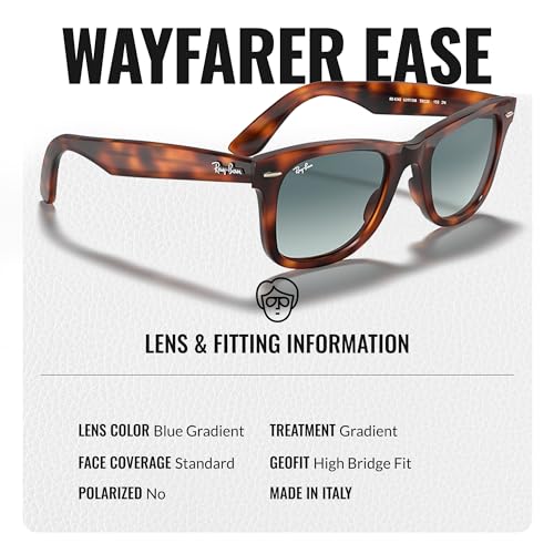 Image of Ray-Ban RB4340 WAYFARER EASE Square Shaped Sunglasses for Men & Women with Official RAYBAN Eyewear Kit
