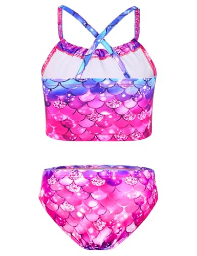 Image of TENVDA Girls Swimsuit 2-Piece Halter Tankini Set Beach Sport Bathing Suit UPF 50+ Swimwear