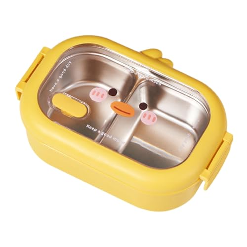 Contenedor de alimentos aislado, a prueba de fugas, apto para lavavajillas, caja de acero inoxidable con dibujos animados de pato, contenedor ligero para el trabajo, viajes, niños, interior