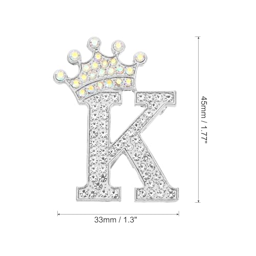 Image of PATIKIL Letter Brooch Pins, Crown Initial Rhinestone Alphabet Letter Lapel Badges Pin for Women Suits
