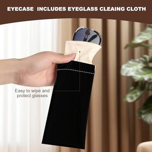 Image of Anikathy 2Pcs Sunglass Eyeglass Glasses Case Soft PU Leather with Cleaning Cloth Portable Glasses Pouch Bag for Men Women