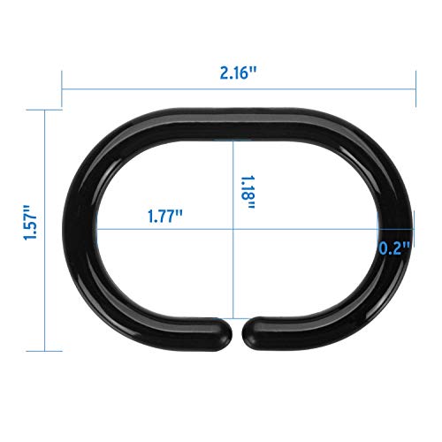 Amazer Black Shower Curtain Hooks Rings, 24 Pcs Plastic Shower Curtain Rings, Rustproof Plastic Shower Curtain Hooks For Curtain Bathroom, Black Shower Hooks For Hanging, C Shower Rings For Curtain #TOP5