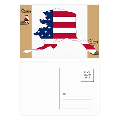 Cartes postales de remerciement drapeau USA Père Noël Alaka pour fêtes