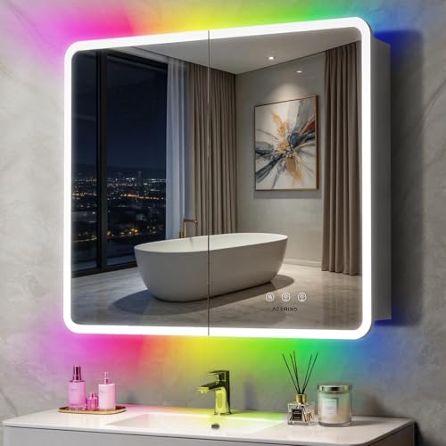 ACEMIRO 36x32 Lighted Mirror Cabinet