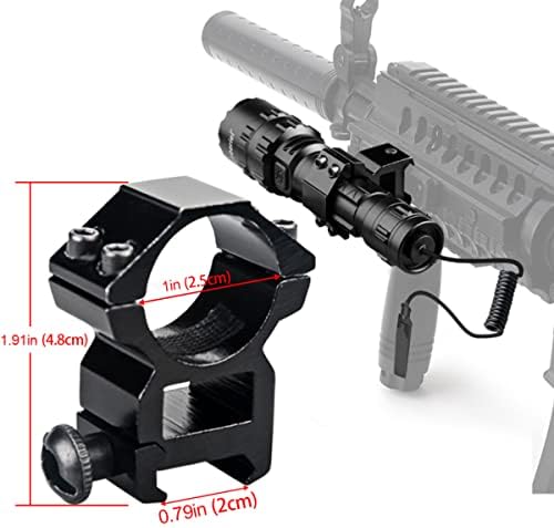 2 in 1 L2 LED Tactical Flashlight with Picatinny Rail Mount and Tactile Pressure Switch, USB Rechargeable 3000 Lumens Super Bright 5 Modes Waterproof Scout Weapon Light for Outdoor Camping Hunting