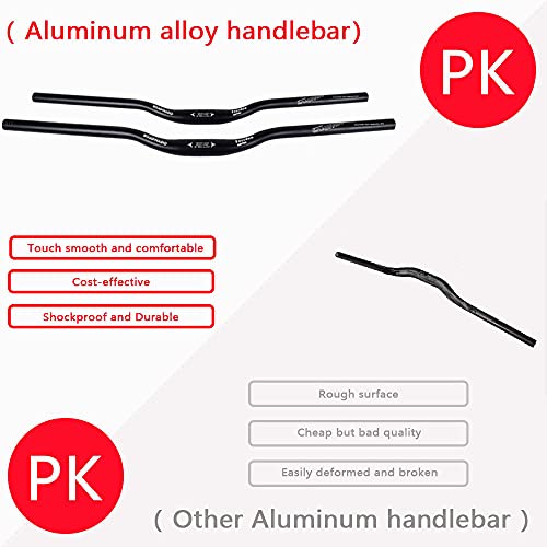 ROADNADO MTB Bike Handlebar Bicycle Riser bar 31.8mm Lightweight Aluminum Alloy Extra Long Riser Bar Handlebar for Mountain Road Bikes Black 720mm