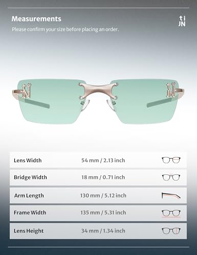 TIJN Rimless Rectangle Sunglasses Women, Retro Y2K Frameless UV400 Eyewear - image 7