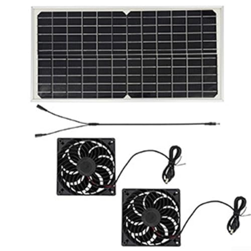 Posheliox Ventilador de escape solar de invernadero,Ventiladores duales de 16W de 120mm,IP65 impermeable,Para gallineros cobertizos ventilación de mascotas