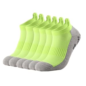 JunJiale Enkelcompressiesok voor mannen en vrouwen, 2/4/6 paar, laag uitgesneden compressiesok met enkelsteun, fluorescerend groen, 6 paar, 6 paar Fluorescerend groen, 43-46 EU