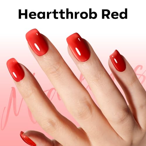 Image of modelones Red Jelly Gel Nail Polish Translucent Gel Polish Red Neutral Sheer Nails Soak Off LED Nail Lamp Manicure Salon Gift 15 ML