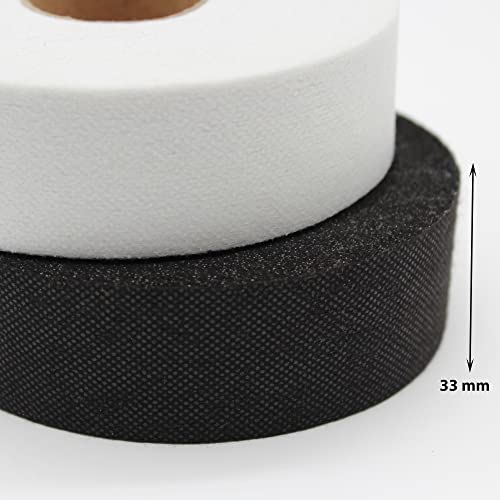 JPstraps – Nastro in tessuto termoadesivo interretella (100 metri x 33 mm) Fliselina Fusibile su un lato, striscia adesiva non tessuta per cucire, imbottiture, riparare tende, abiti (grigio)