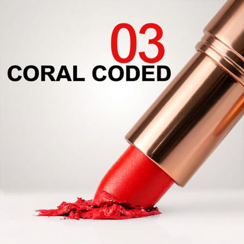 Image of One Wish Creamy Matte Lipstick - Coral Coded Shade 03 | Long Lasting | Full Coverage | High-Pigment | Smooth Finish | Creamy Formula with SPF | Enriched with Vitamin E, Almond Oil & Shea Butter | 3.8g