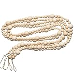 2PCS 86in Christmas Wood Bead Garland, Creative Wooden Garland for Valentine's Day Decor, Farmhouse Wall Home Rustic Country Natural Holiday Decoration Hanging Prayer Beads