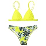 Zweiteiliger Bikini-Badeanzug In Übergröße Sexy Badeanzug Damen Bikini Set Damen Boho Style Bikini Hose Damen Bauchweg Bauchweg Badeanzug Push Up Badeanzug Damen Pole Dance Outfit Gelb XL