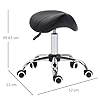 HOMCOM Cosmetic Stool 360° Rotate Height Adjustable Salon Massage Spa Chair Hydraulic Rolling Faux Leather Saddle Stool Mobility, Black #2