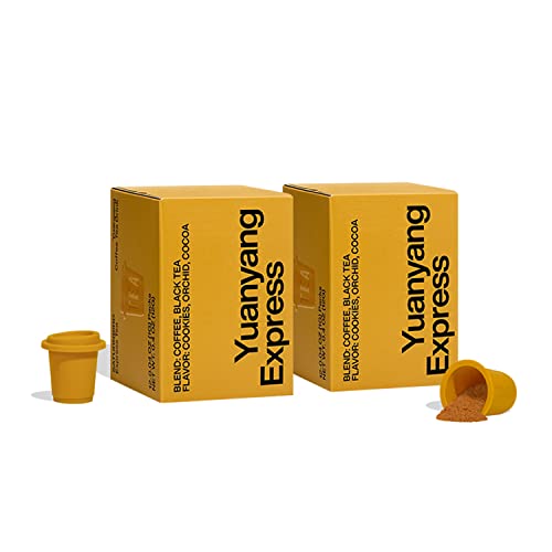 SATURNBIRD Express Yuanyang Coffee Tea Drink, Premium Instant Tea Powder, Cold Brew Tea, Freeze-drying Tech, Ice/Hot Milk, No Additives, 12 Single Serve(2 Packs, 24 count total)