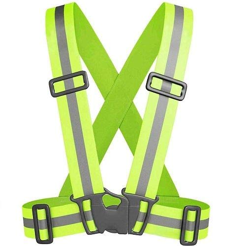 AUTOZOCO Chaleco de seguridad reflectante fluorescente unisex Amarilo - Alta visibilidad - ajustable - deporte - oficio - poco espacio - cierre POM Cover
