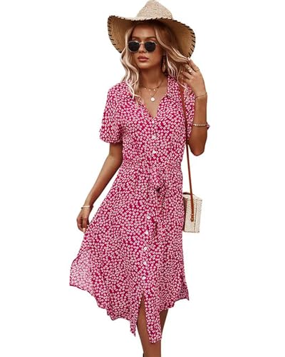 Vestido de Verano con Dibujo de Lunares para Mujer, Vestido Informal de Manga Corta para Playa, Vestidos Largos de Mujer, Moda Coreana con Cordones 2024