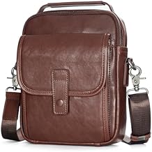 Augus Leather Small Messenger Bag For Men Crossbody Handbag Shoulder Sling Travel Bags for Men Purse Daypack Magnetic Buckle