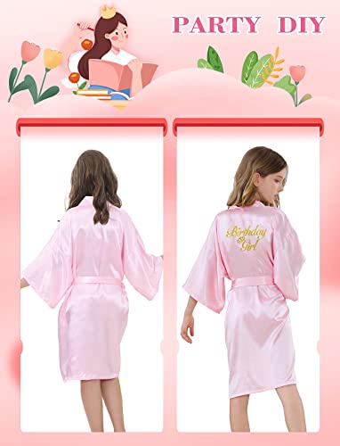 DOLOS Kids Girls Robes Sleepwear for Birthday Spa Bridal Party with Elastic Hair Ties Eye Mask and Hair Band4