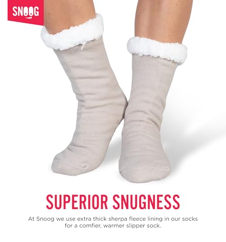 Image of SNOOG Fleece Lined Cozy Slipper Socks with Grippers - Non Slip Fuzzy Cabin Socks