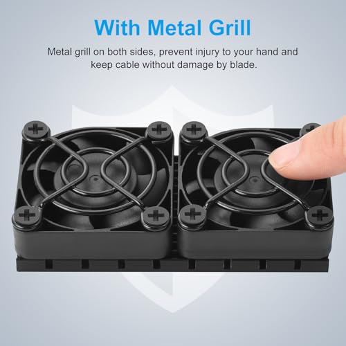 Image of ELUTENG Computer Fan USB 40mm Dual Row 2 in 1 USB PC Fans with 3 Adjustable Speeds 6500RPM Electronics USB Cooling Fan with Black Metal Grid for Laptop TV Box Xbox AV Cabinet PS5 Router Projector
