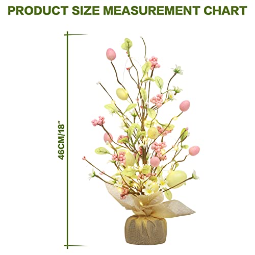 Rosecraft Easter Decorations, 18 Inch Pre-Lit Easter Egg Tree Tabletop Decor With Delicate Oranments, For Home Party Wedding Holiday Spring Summer Decoration - Gifts, Yellow/Pink. #TOP1