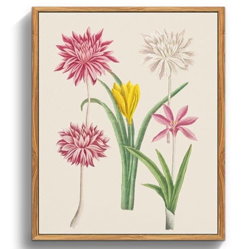 crmotu Vintage Framed Wall Art, Daffodils Floral Botanical Prints, Flower Market Neutral Canvas Artwork, Minimalist Plant Rustic Wall Decor, Modern Home Kitchen Desktop Room Decorations, 12x16inch