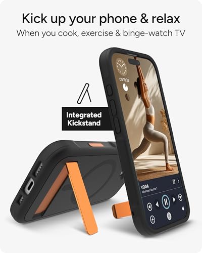 Image of ZAGG Sedona Snap Case with Kickstand for iPhone 17 - Flood Black, Drop Protection (13ft /4m), Multi-Layer Protection, with Camera Button, MagSafe Phone Case with Impact-Absorbing Bumpers
