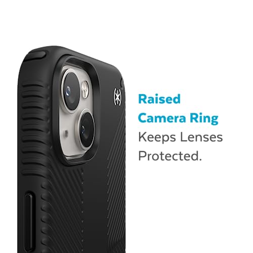 Image of Speck iPhone 14 & iPhone 13 Case - Drop Protection, Scratch Resistant, Dual Layer Slim Phone Case for 6.1 Inch iPhones 14 - Built for MagSafe - Presidio2 Grip - Black /Black /White