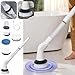 Electric Scrubbers High Speed Rotate Scrubbers with 5 Pack Replaceable Brush Heads and Adjust Extension Handle 2024 Upgrade Power Cleaning Brush for Bathroom Floor Tile White