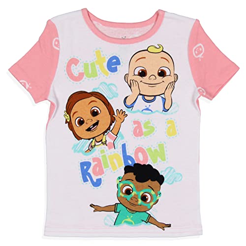 Komar Kids CoComelon Toddler Girls Cute Rainbow Short Sleeve With Shorts Pajama 2PC Set3