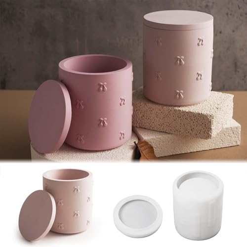 Moule en silicone FORMVERSITY avec couvercle, bougeoir en silicone, moule en plâtre pour couler des pots de fleurs, moules en silicone, moules de Noël,...