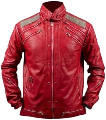 Men's MJ Beat It- Red Real Leather Jacket