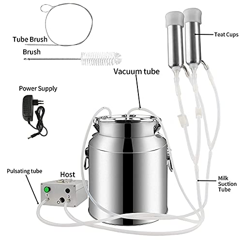 joyvio Máquina de ordeño eléctrica de 5L para Vaca de Cabra, máquina de ordeño de Bomba de succión de pulsación de vacío, Mini máquina de ordeño doméstico, Suministros de ordeño de Cabra