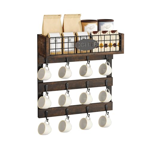 YITAHOME Wandmontierter Becherhalter mit 12 Haken,...