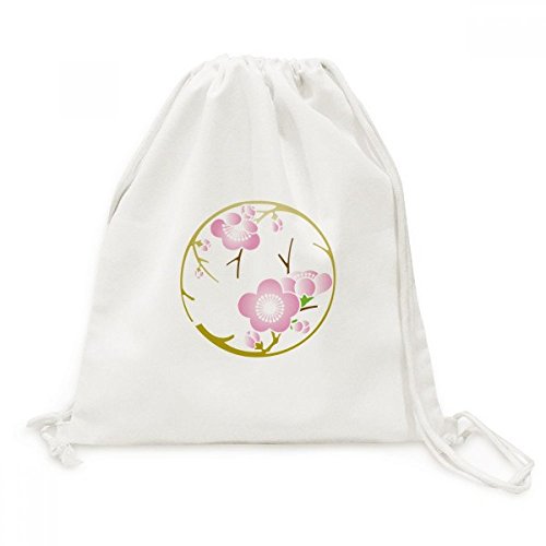Sac à dos cordon en toile rose motif sakura japon