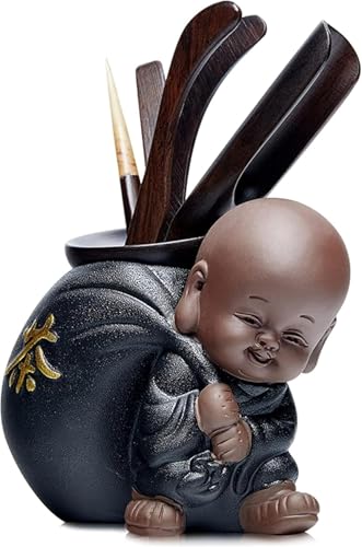 【Joxoilso】ポカロティー 六君子 茶道具セット 茶道道具 茶匙 茶針 茶漏 茶挟 茶筒 茶挑 K陶 黒檀木 陶器 陶土素材 茶器 茶具 紅茶 緑茶 烏龍茶 普?茶 中国茶具 実用なタイプ