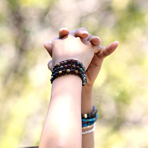 Boho Wrap Bracelets Natural Jasper Crystal Stone Variety Beads Strand Bracelet,Beaded Handmade Turquoise Bracelets（African Turquoise） #TOP4