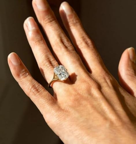 4 Ct Cushion Cut Diamond Engagement Ring,Elongated Cushion, Solitaire Ring,18K gold Plated,Wedding Ring For Women,Gifted For Her,Size 3-12.
