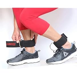 Grizzly Fitness Premium 3″ Padded Leather Ankle Strap for Men and Women (One-Size Single) , Black