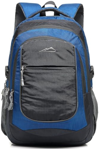 Image of ProEtrade Backpack Bookbag for College Sturdy Travel Business Hiking Fit Laptop Up to 15.6 Inch Multi Compartment Gifts for Men Women Night Light Reflective (Blue)