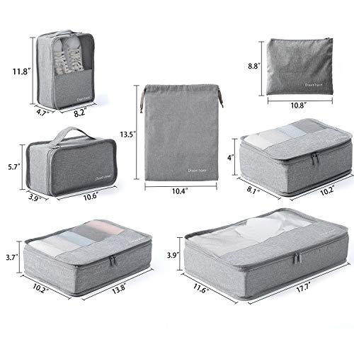 BIMNOOT Packing Cubes 7-Pcs Travel Luggage Packing Organizers Set with Laundry Bag & Shoe Bag (Grey) - Image 6