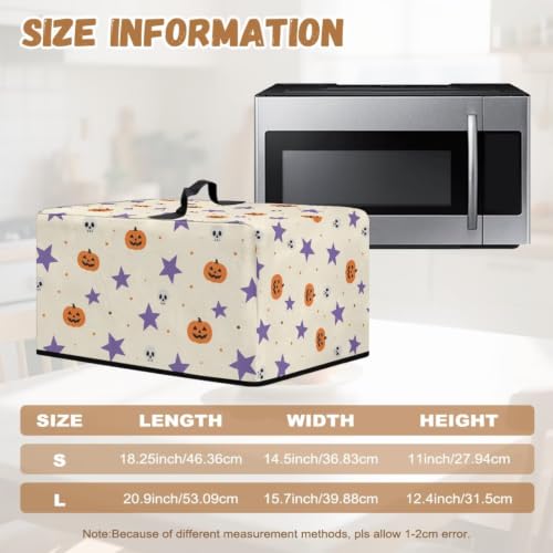 Image of Microwave Oven Dust Cover Air Fryer Toaster Oven Protector, Halloween Small Appliances Cover, L, 20.9 x 15.7 x 12.4 Inches, Cute Pumpkin Skull Star Beige
