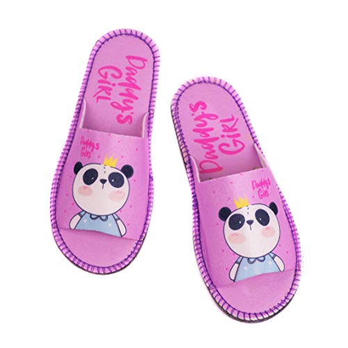TWINS Fashion « Ibiza » Zapatillas de casa Design Mujer I Mulas Ultra Ligeras Abiertas I Fun Party I Antideslizante I Pantuflas Suaves Elegantes - Panda Rosa 36/37