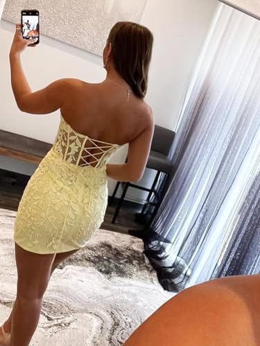 Lace Homecoming Dresses for Teens 2025 Strapless Short Prom Dress Appliques Tight Cocktail Party Gowns2