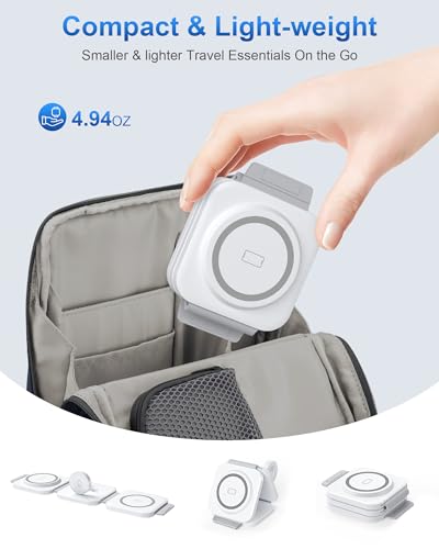 3 in 1 Wireless Charging Station for Apple MagSafe Charger, Foldable Magnetic Travel Charger for Multiple Devices iPhone 15 14 13 12 Series Apple Watch AirPods Pro - Image 4
