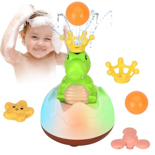 Withosent Badewannenspielzeug, Dinosaurier Spray Wasserspielzeug Kinder mit Licht, Badespielzeug Baby Automatischem Wasserspray Baby Geschenk für Jungen und Mädchen ab 1 2 3 4Jahr