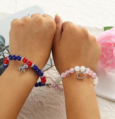 Image of Spiderman Kitty Magnetic Friendship Bracelets, Couple's Bracelets, Valentine's Day Gifts for BFF, BF, GF, Women, Men, Girls, Kids